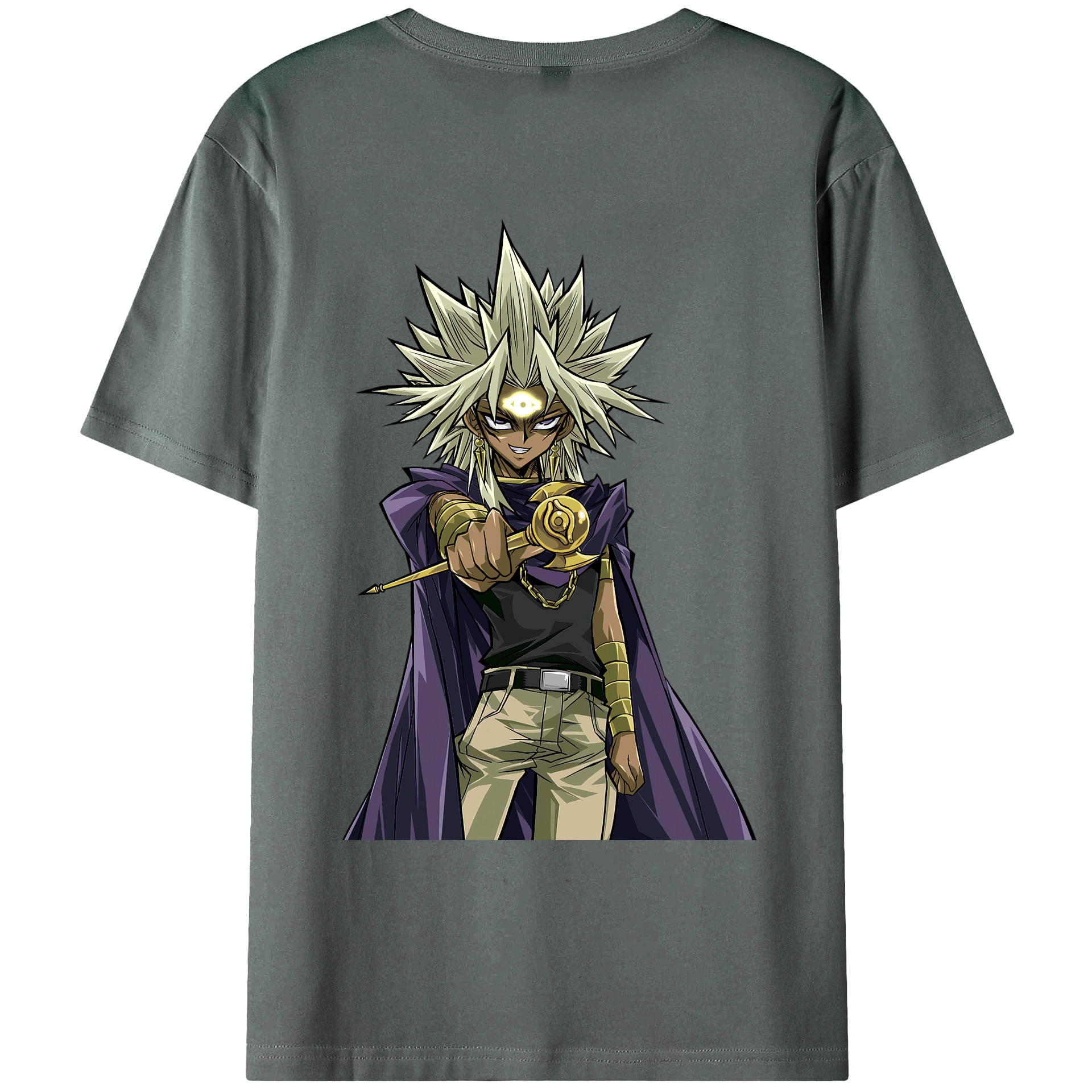（画像用） 遊☆戯☆王 Yu-Gi-Oh! 綿100％ メンズ半袖Tシャツ（バックプリント） 通気性